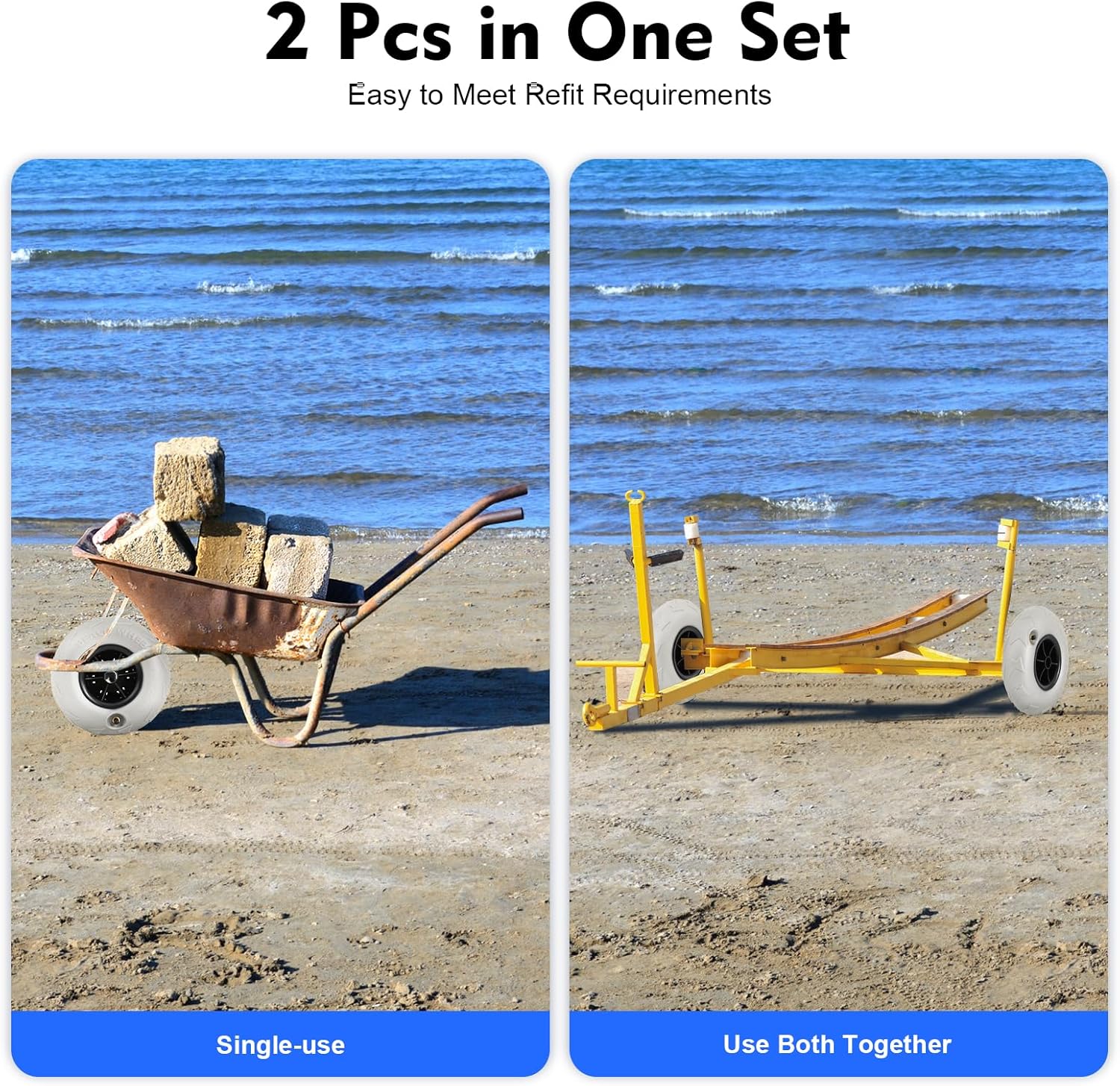 Beach Balloon Wheels 2 Pack 9  - Fishing Kayak Cart reseña y precio