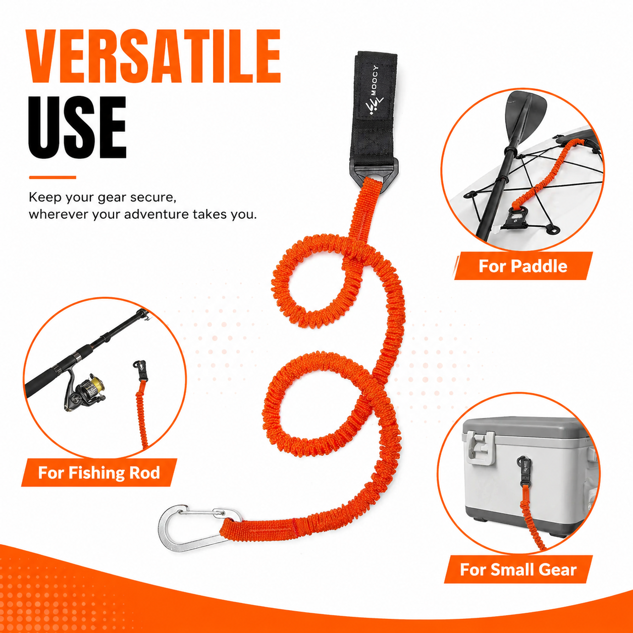 Coiled Paddle Leash Orange Kay - Fishing Kayak Paddle Leash reseña y precio
