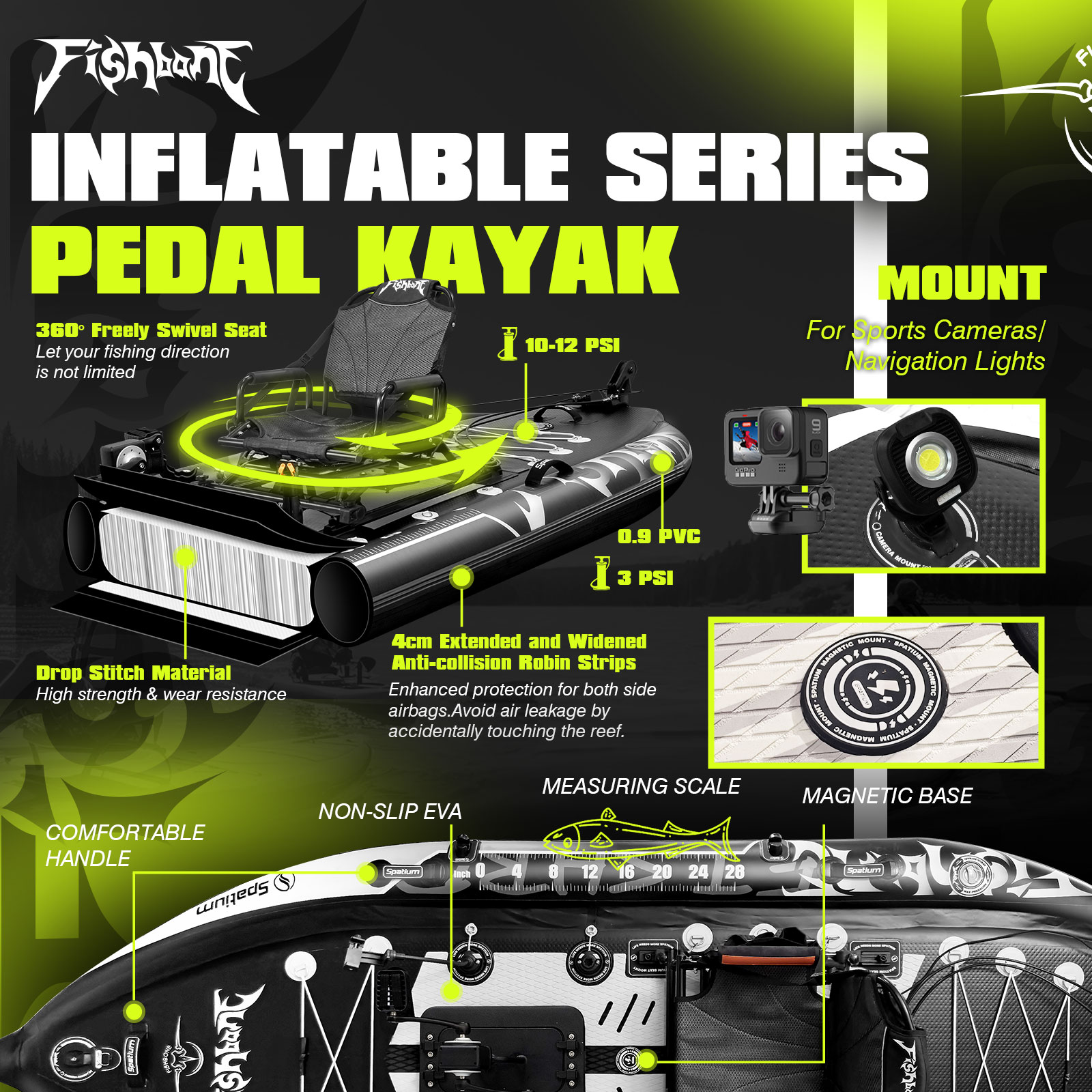 Spatium Pedal Kayak Inflatable - Fishing Kayak Pedal Drive reseña y precio