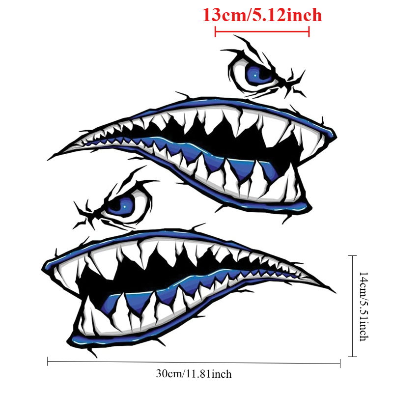 2PCS Shark Teeth Mouth Boat St - Fishing Kayak Sit On Top reseña y precio