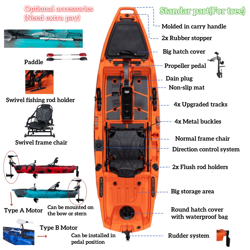 Super Lightweight 10ft Modular - Fishing Kayak Pedal Drive reseña y precio